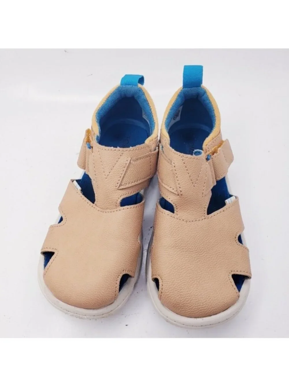 Toms Tan Caity Fisherman Honey Nubuck Faux Leather Sandals Girls Toddler Size 10
